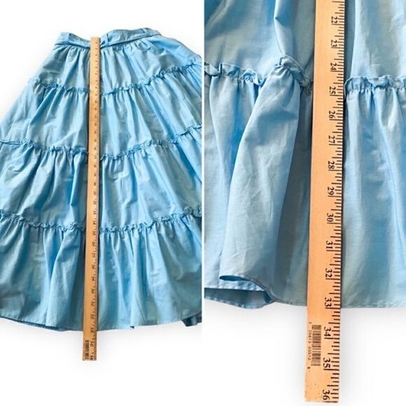 NWT CINQ À SEPT Jackie Belted Tiered Midi Skirt, Size 4, Celeste Blue - Picture 14 of 16